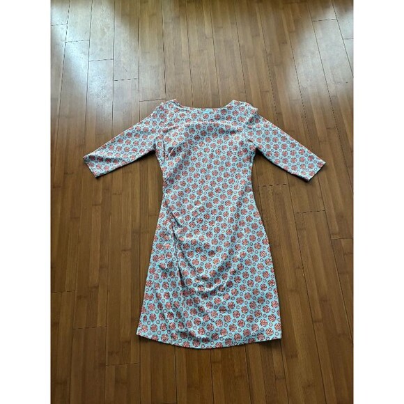 J. McLaughlin Dress Catalina Cloth Light Blue Orange Ikat Floral Print Large - Picture 1 of 5